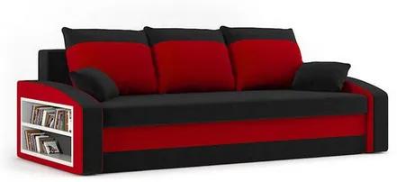 HEWLET kinyitható kanapé polccal Fekete /piros