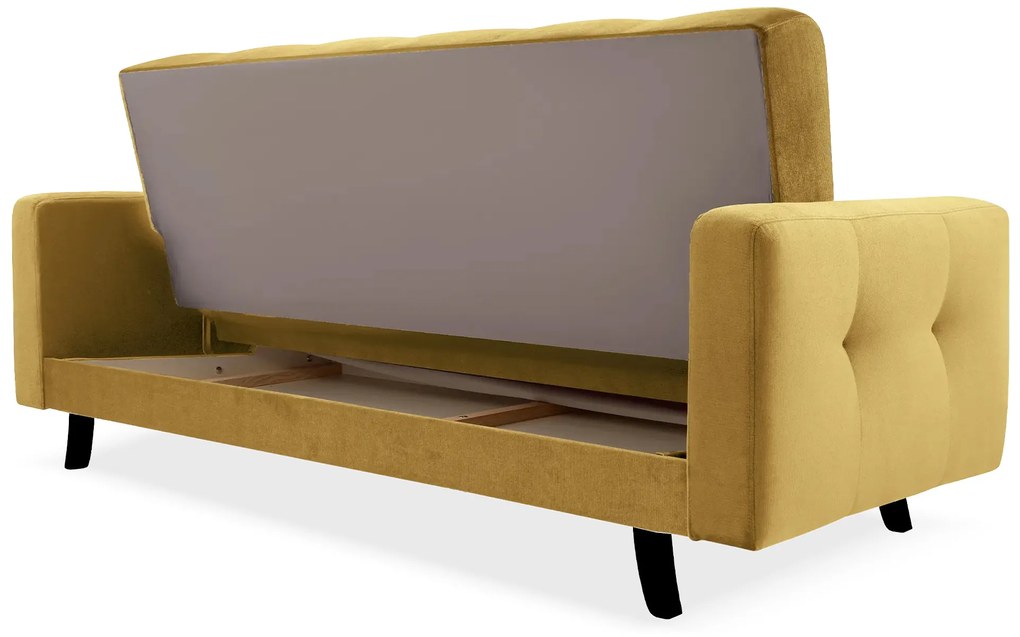ID LISSZABON ágyazható kanapé ágyneműtartóval - sárga