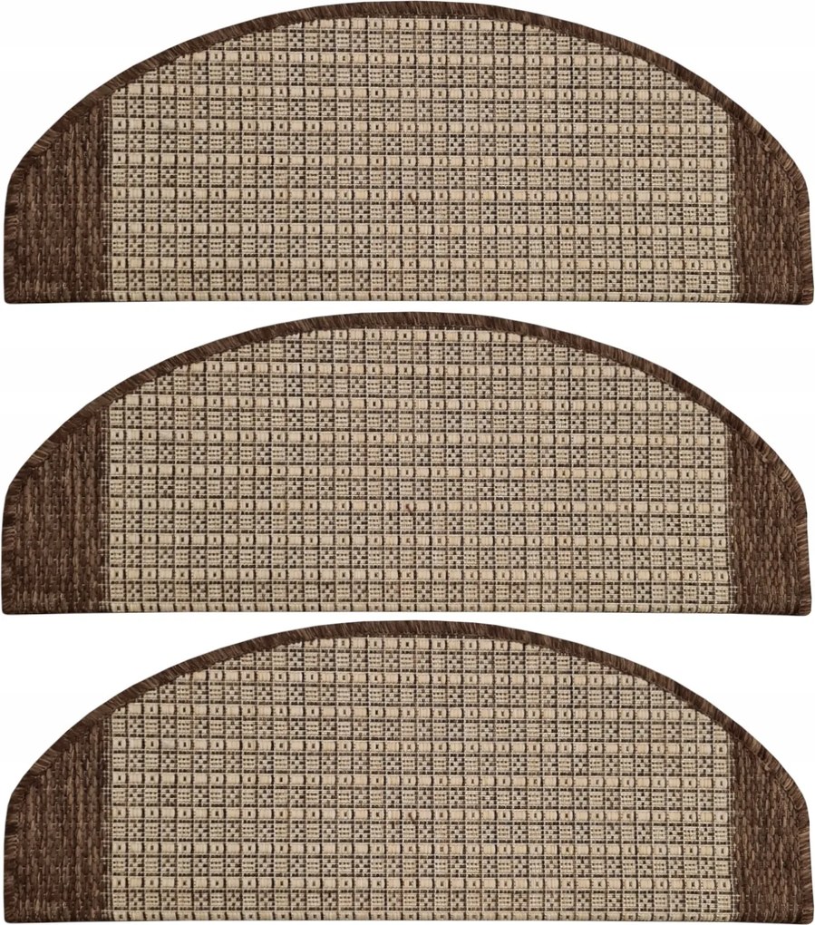 Lépcsővédő Lapos Szövésű Zsinóros Szőnyeg Barna Láb 64x24