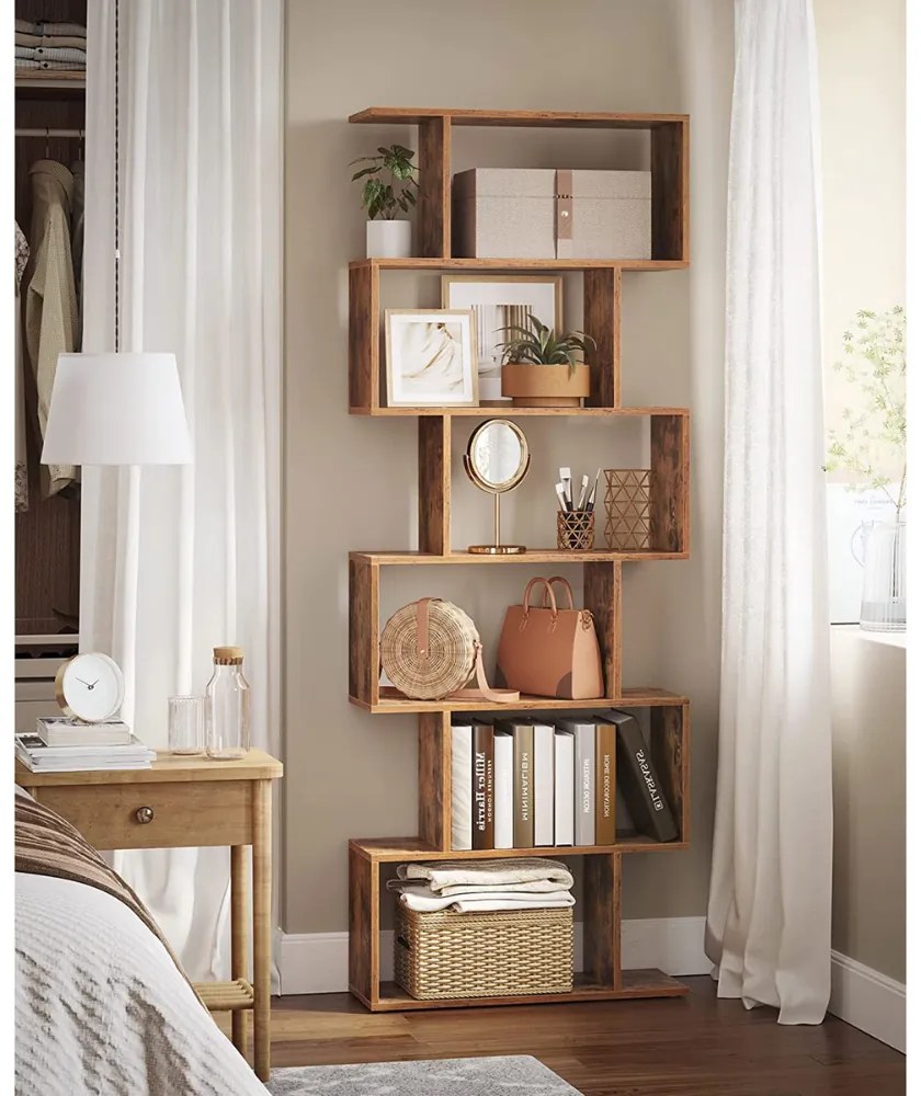 PRESTON könyvespolc, 70x24x190,5cm, barna színben Vasagle