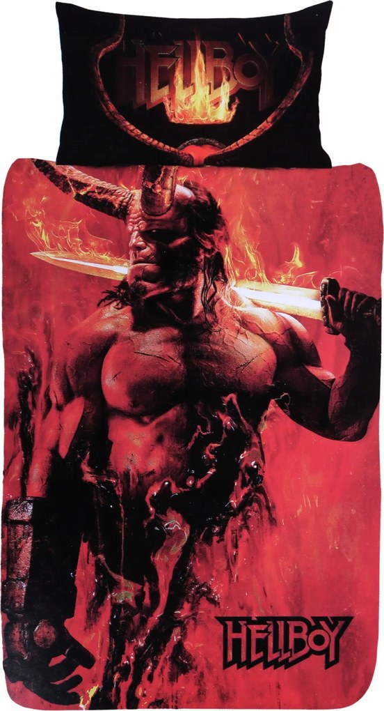 Piros, kétoldalas Hellboy Ágyneműhuzat párna Fiatalos Szett 135x200 cm