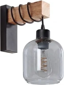 BRILAGI - Fali lámpa WOOD GLASS 1xE27/60W/230V fenyő/fekete/füstszürke
