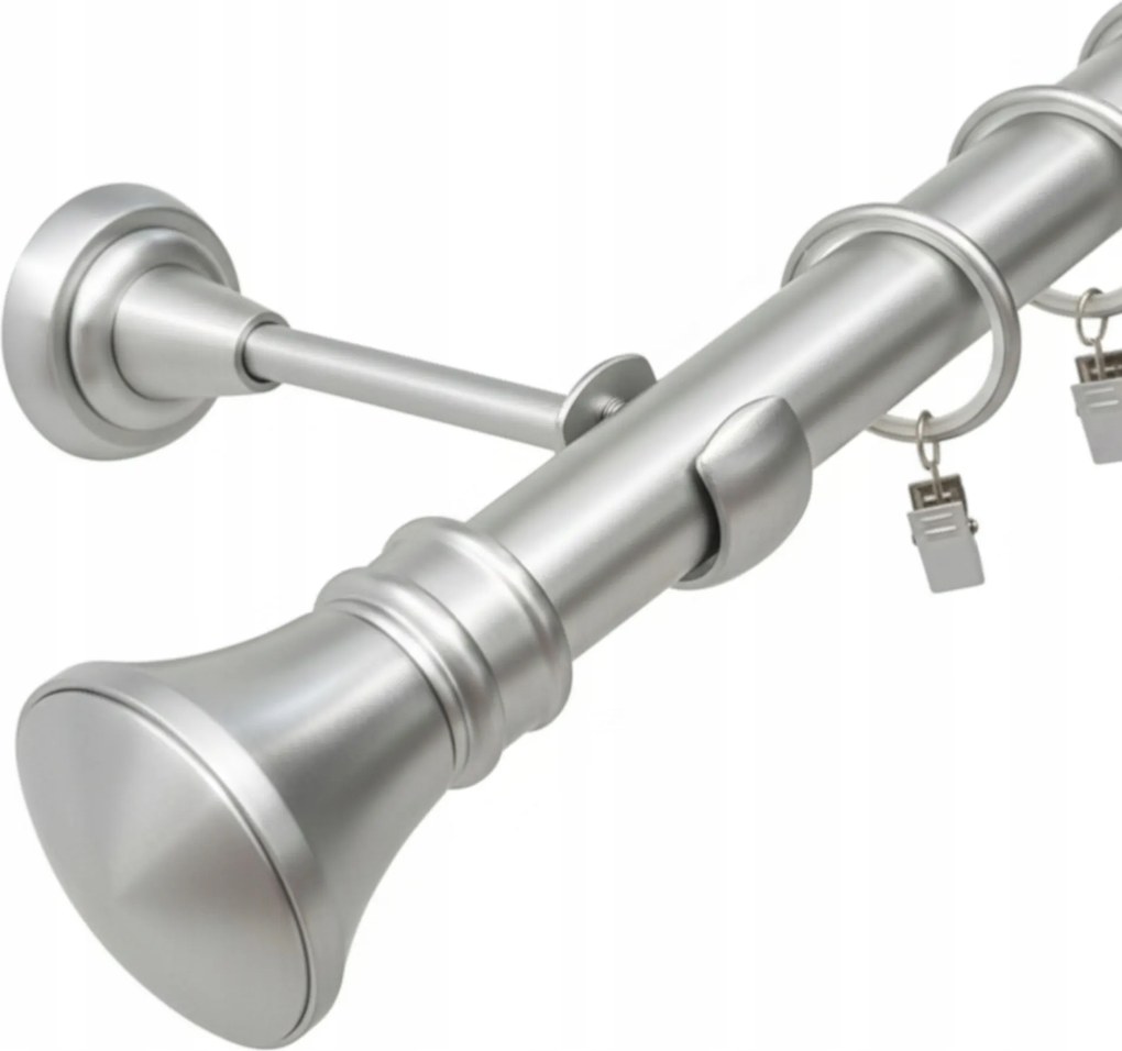 Függönykarnis Szimpla Fém 25 MM ezüst Szatén 400 CM Monaco Kerekek