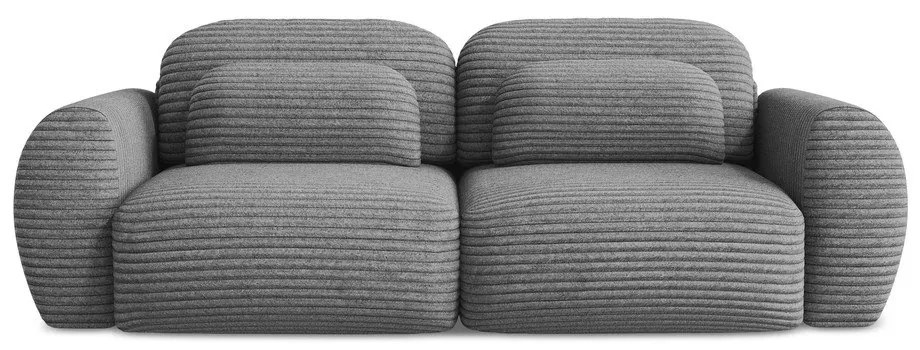 Sötétszürke kordbársony kinyitható-tárolóhelyes kanapé 266 cm Kini – Makamii