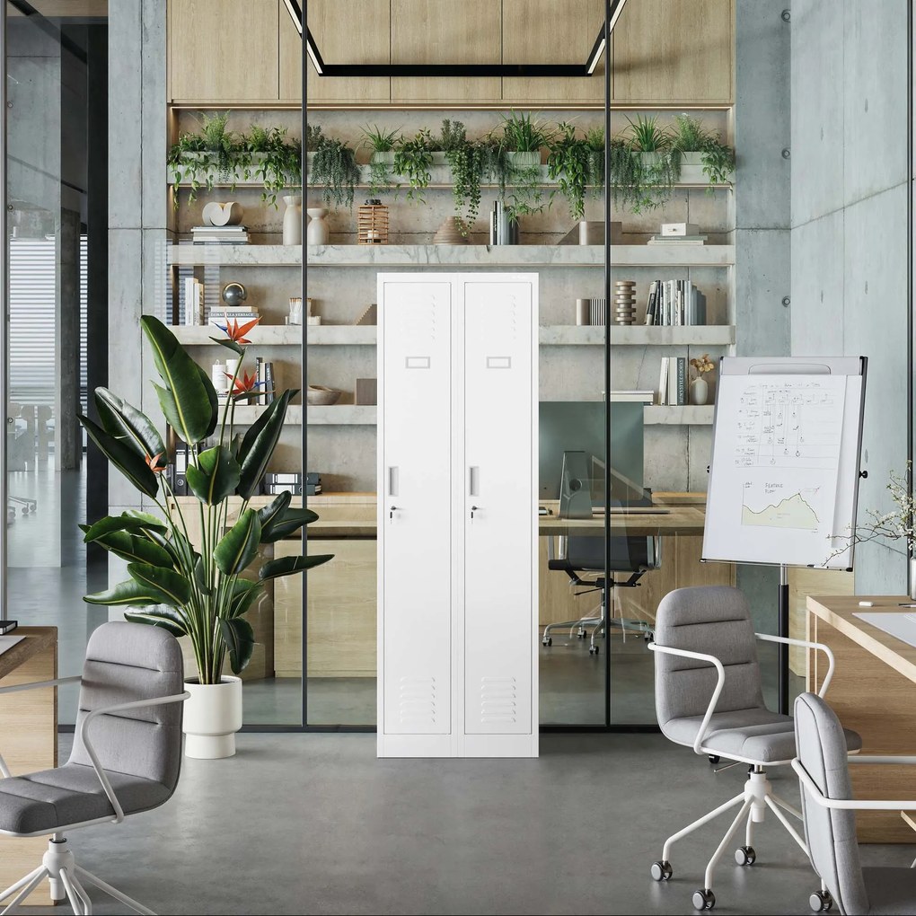 Pléh öltözőszekrény talpazaton, négymodulos, polcokkal KACPER II, 600 x 1800 x 500 mm, Pléh öltözőszekrény talpazaton, négymodulos, polcokkal KACPER I