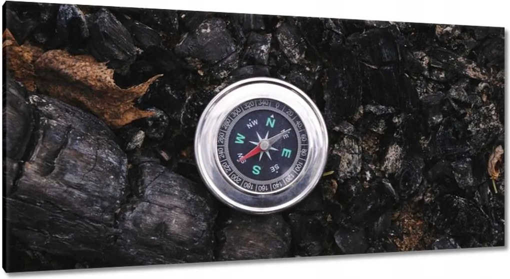 Vászonkép 115x55 Iránytű fekete szénen