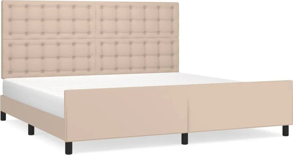 vidaXL cappuccino színű műbőr ágykeret fejtámlával 200x200 cm
