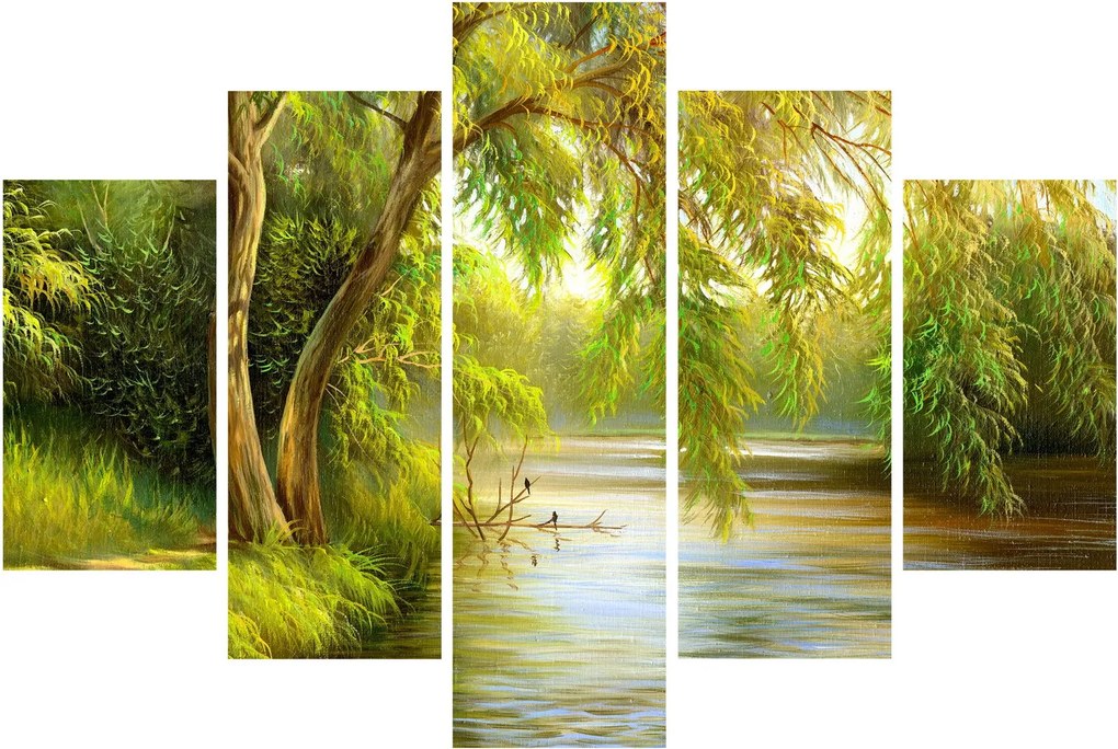 Kép - fűzfa a tó mellett, olajfestmény (150x105 cm)