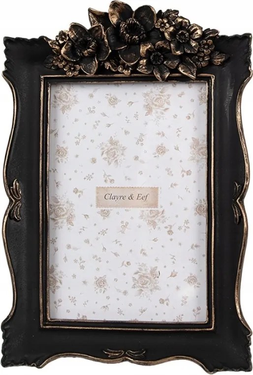 Fekete-arany képkeret Ernst virág motívummal méretre szabott fotókhoz