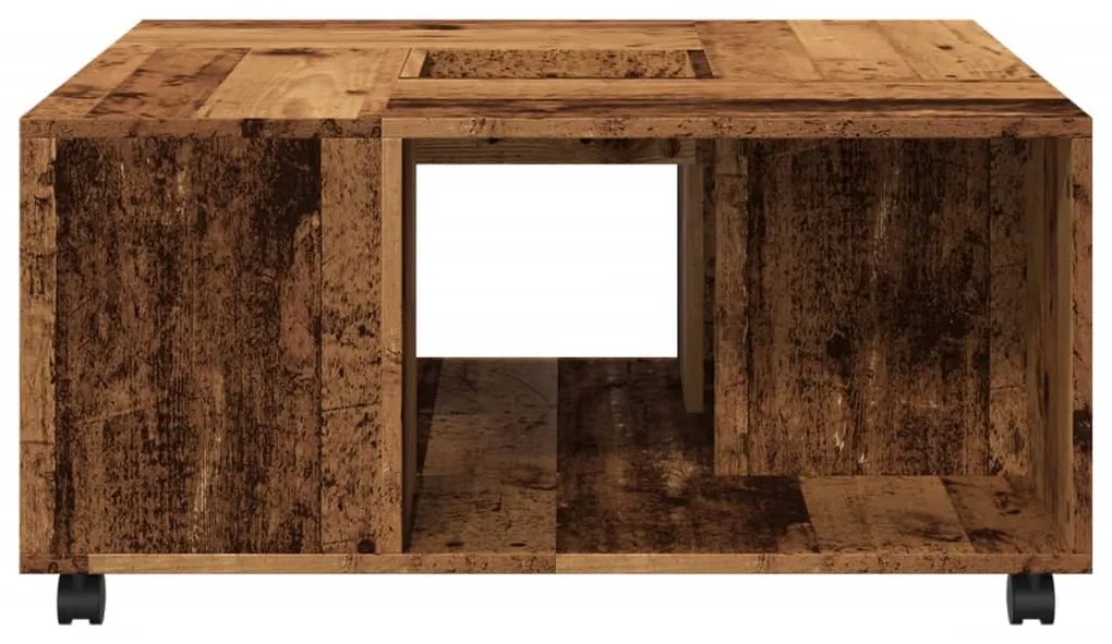 Antik fa színű szerelt fa dohányzóasztal 80 x 80 x 40 cm