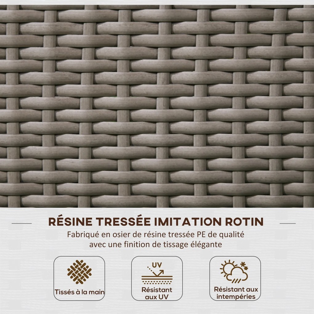 Outsunny Kerti Virágtartó Rámpával, Téglalap Alakú Virágbox Woven PE Gyantából és Acélból, dim. 103L x 29W x 103H cm Szürke | Aosom