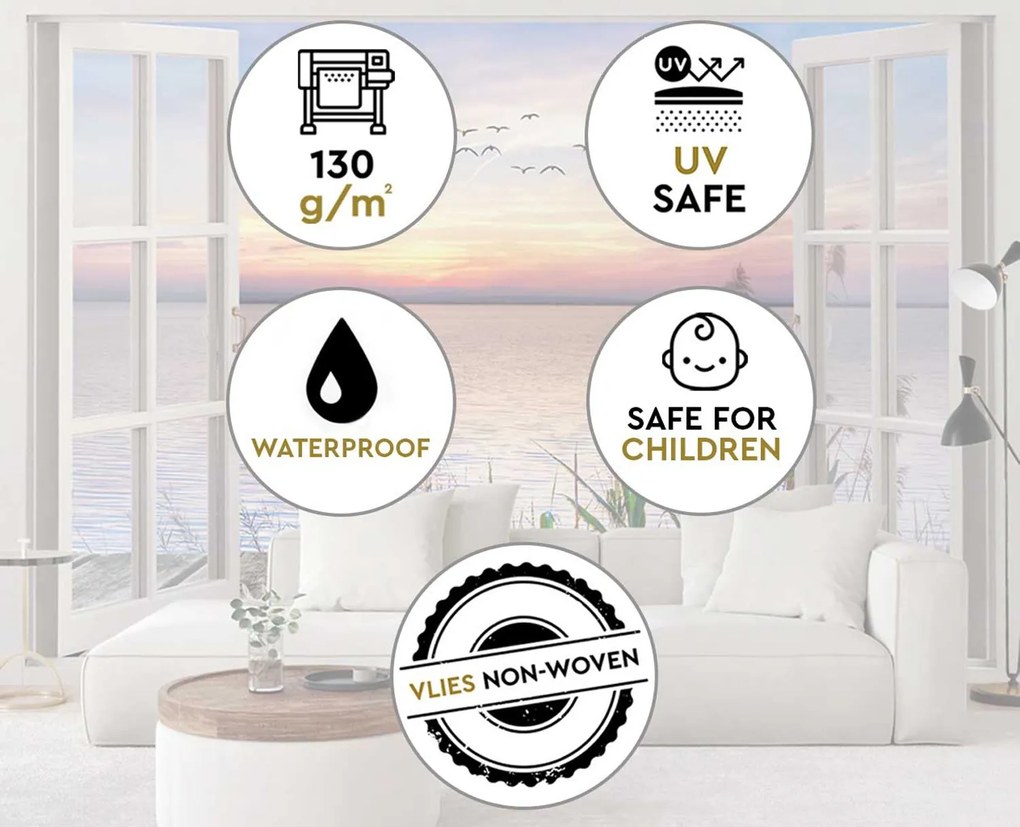 Gario Fotótapéta Ablak a lenyugvó napra nézo ablakkal Anyag: Vlies, Méret: 280 x 200 cm