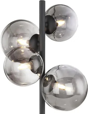 Globo 56133-4T Asztali lámpa fém fekete váz, füstszínű búrával. Búra méretek: 2x12cm, 2x10cm, tartozék: 10676 LED LM, HxSZxM:240x190x480, tartozék: 4xG9 LED 3,5W 230V, 80lm, 3000K