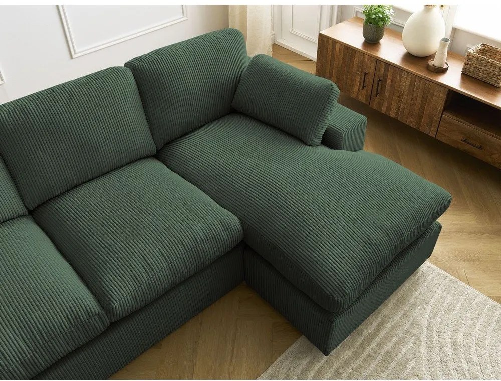 Zöld kordbársony sarokkanapé Belair – Bobochic Paris