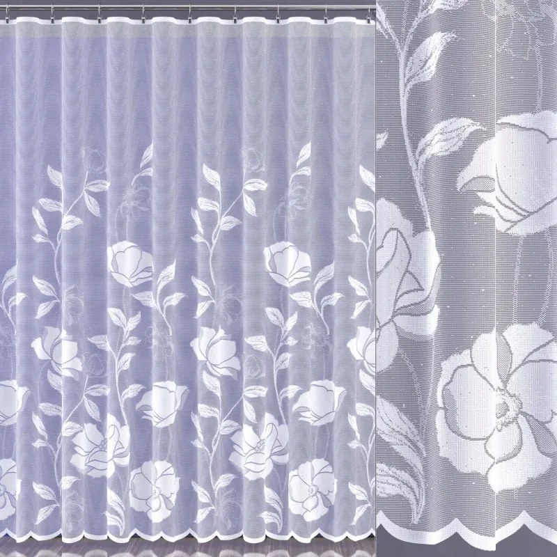 Jacquard függöny fehér elegáns virágmintás 250 cm Altena 624835