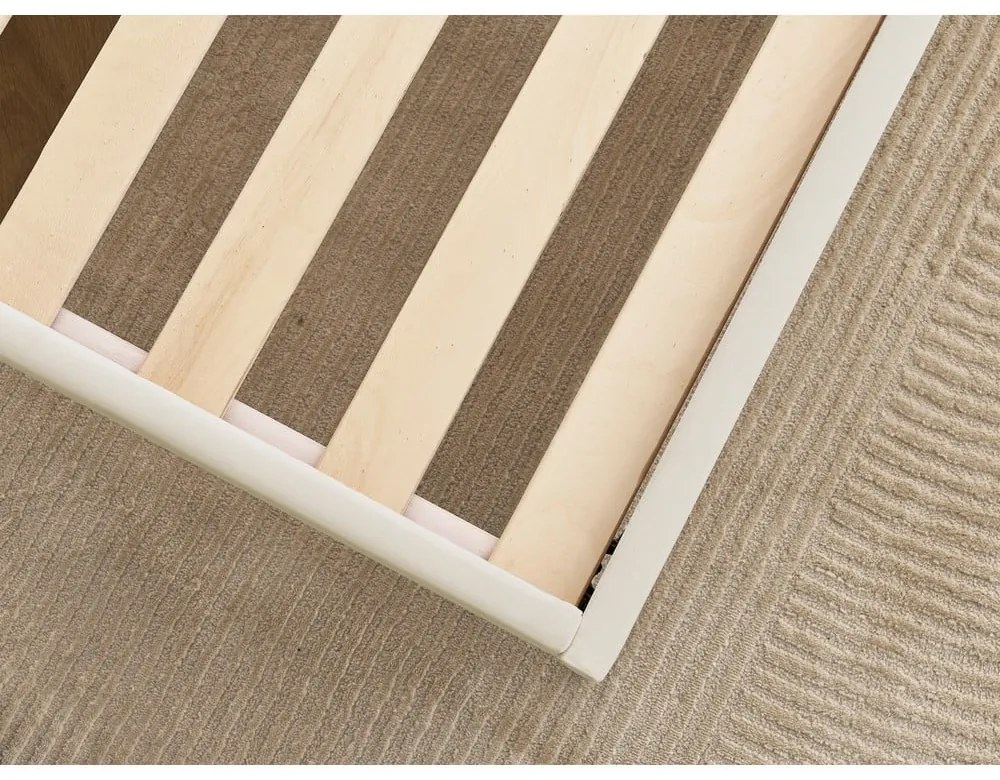 Bézs kárpitozott franciaágy ágyráccsal 160x200 cm Prune – Bobochic Paris