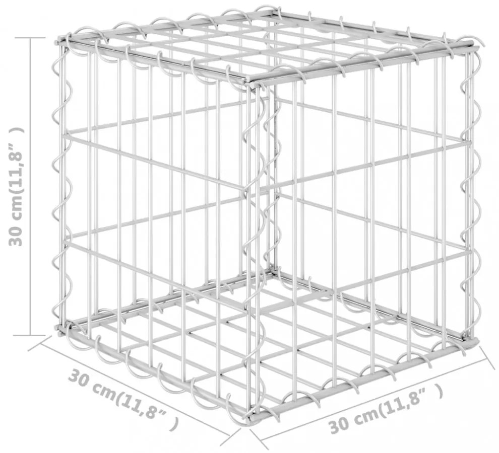 kocka alakú acélhuzal gabion magaságyás 30 x 30 x 30 cm