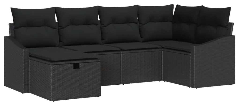 6 darabos Kertibútor szett párnákkal Fekete Poly Rattan