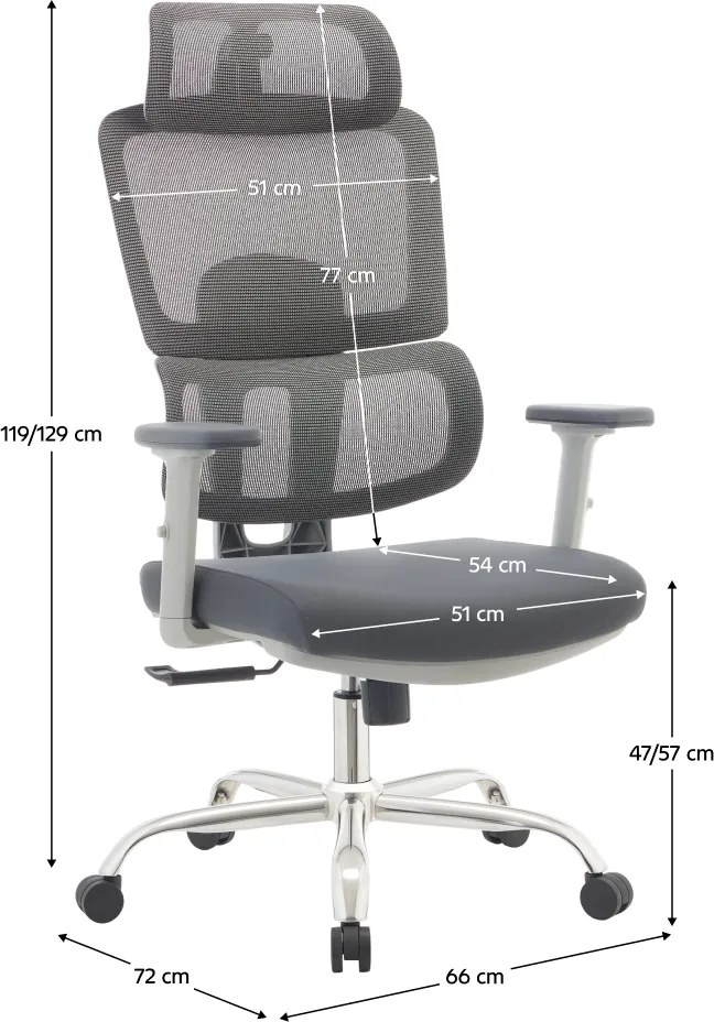Irodai szék, szürke/króm, teherbírás 150 kg, BYRON