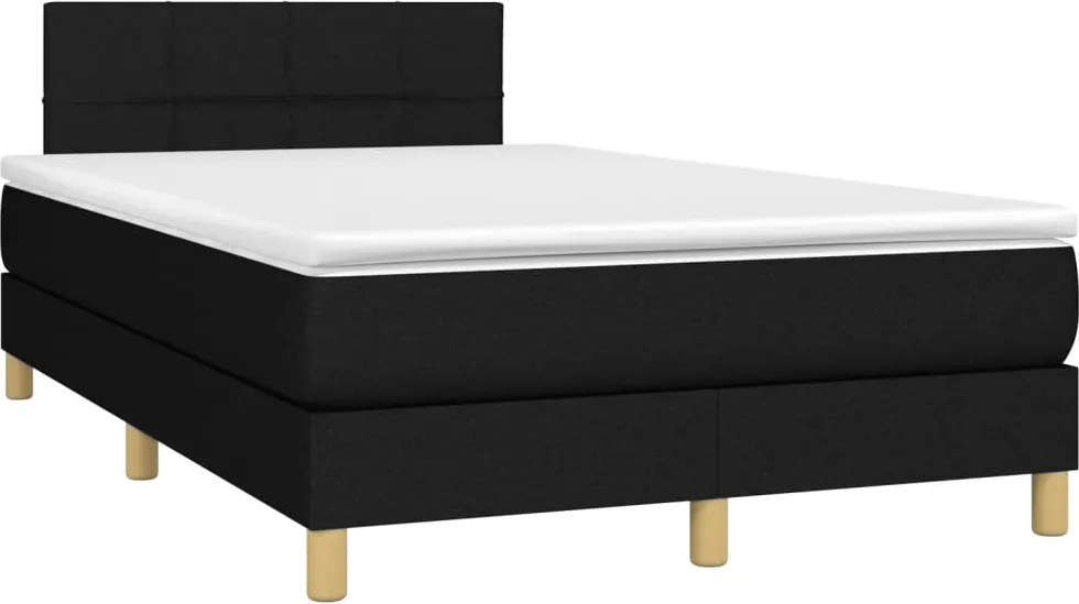 vidaXL fekete szövet rugós ágy matraccal 120 x 190 cm