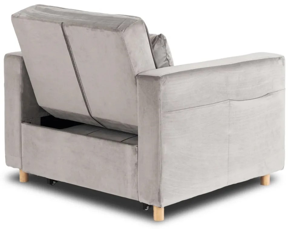 Ágyazható Fotel Szürke Bársony Kárpittal. SOLOR
