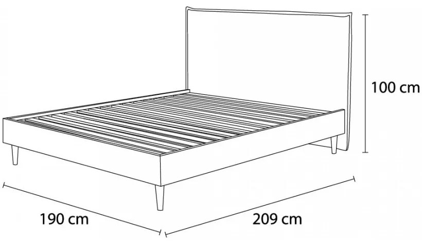 Kék kárpitozott franciaágy ágyráccsal 180x200 cm Sary – Bobochic Paris