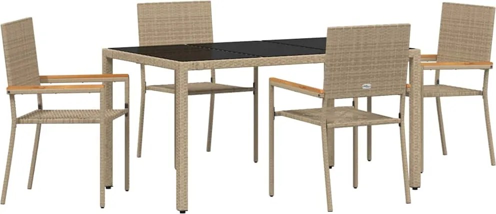 vidaXL Kert étkező szett 5 pcs Bézs polirattan