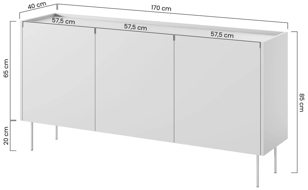 Desin fémlábas komód 170 cm - kasmír / nagano tölgy