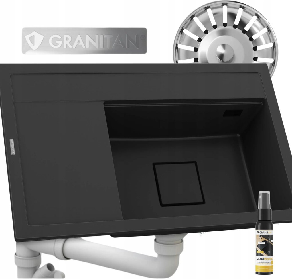 Gránit Mosogató Fekete Rendo Egymedencés Konyha Modern