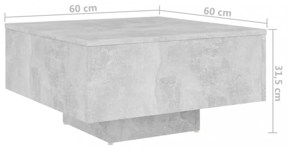betonszürke szerelt fa dohányzóasztal 60 x 60 x 31,5 cm
