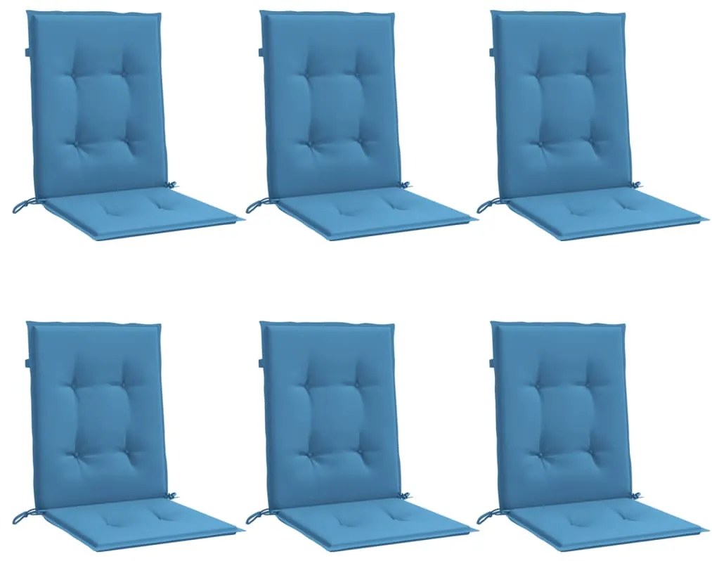 6 db melange kék szövet alacsony háttámlás székpárna 100x50x4cm