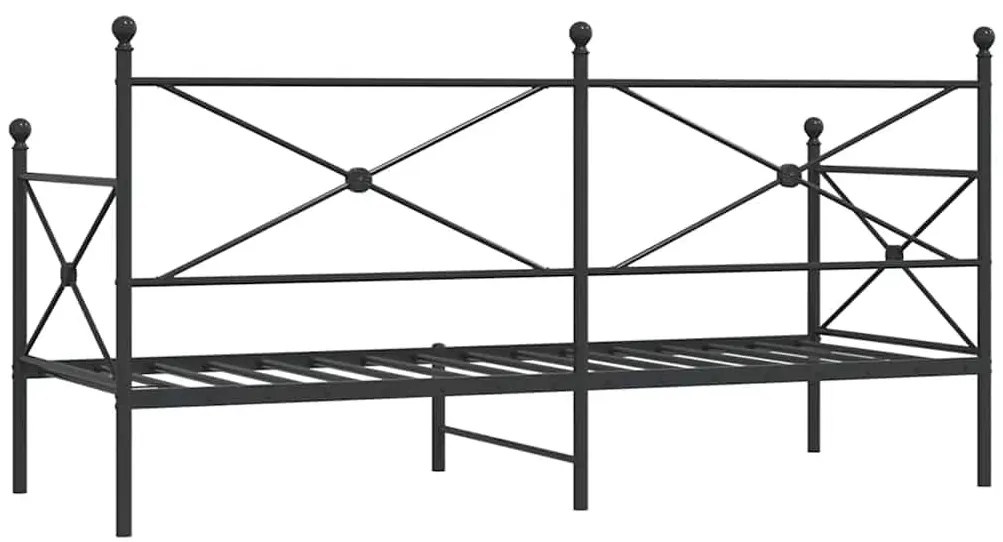 kanapéágy matrac nélkül fekete 80x200 cm acél