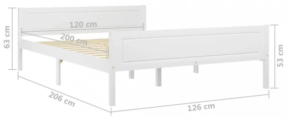 fehér tömör fenyőfa ágykeret 120 x 200 cm