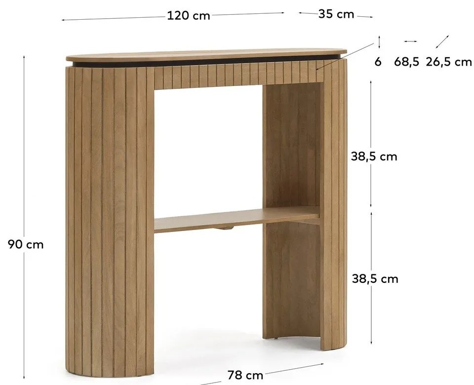 Mangófa konzolasztal 120x35 cm Licia - Kave Home