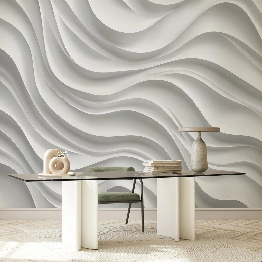 Fotótapéta - 3D fehér hullámok (147x102 cm)