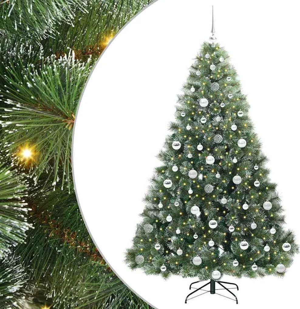 vidaXL Mű karácsonyfa 300 LED-del állvánnyal Zöld 180 cm PE és PVC