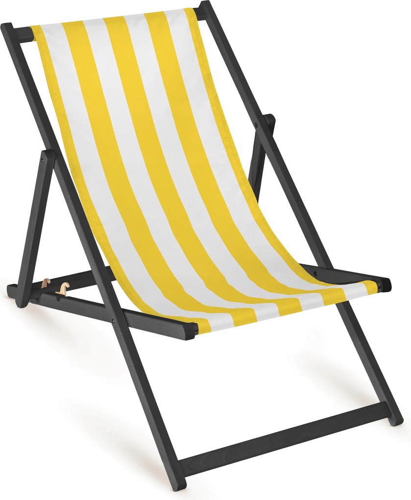 Sárga Nyári Napozóágy Fából Készült Kerti Napozóágy Összecsukható Bükk