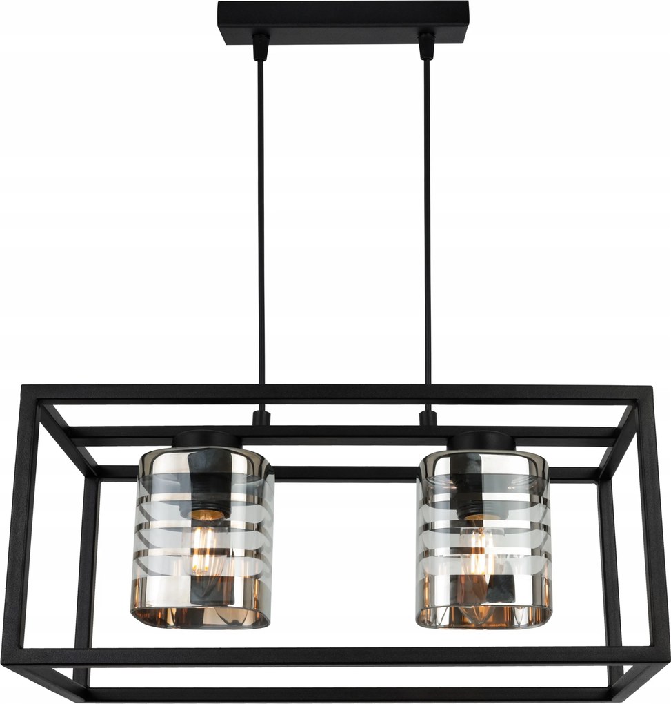 Mennyezeti Lámpa Lógó Csillár Ketrec Fekete Üveg Lámpabúra Glamour Loft