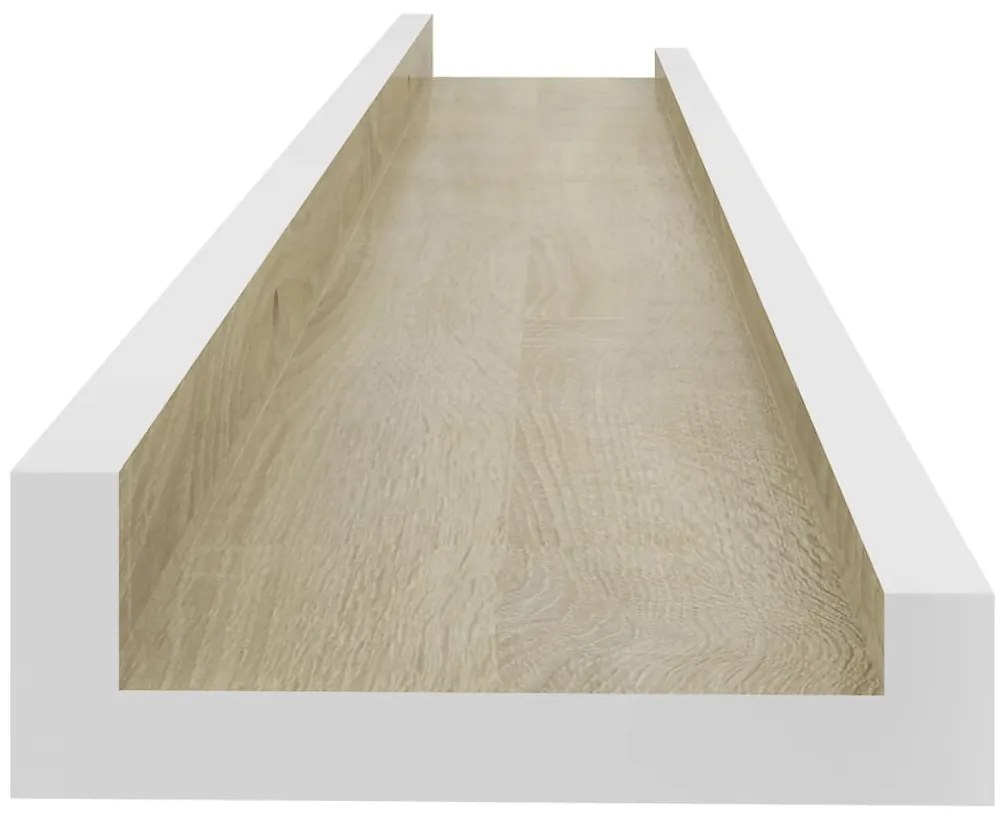 2 db fehér és sonoma tölgy színű fali polc 60 x 9 x 3 cm