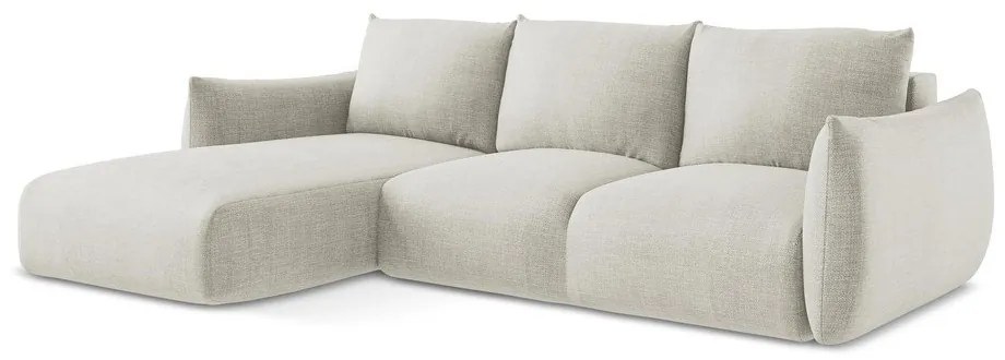 Bézs kinyitható sarokkanapé (bal oldali-heverő résszel) Leila – Makamii