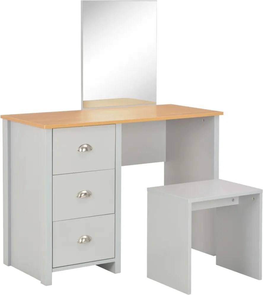 vidaXL szürke öltözőasztal tükörrel és ülőkével 104 x 45 x 131 cm