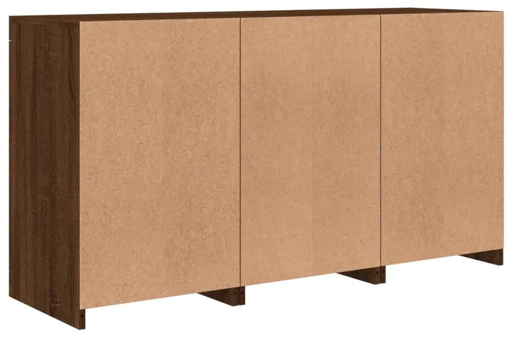 barna tölgy színű tálalószekrény LED-ekkel 123 x 37 x 67 cm