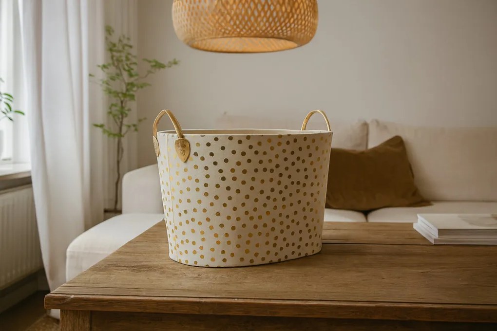 Pöttyös játéktároló kosár 38 x 48 x 34 cm