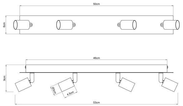 Globo 57998-4B - Spotlámpa DREW 4xGU10/35W/230V fekete/réz