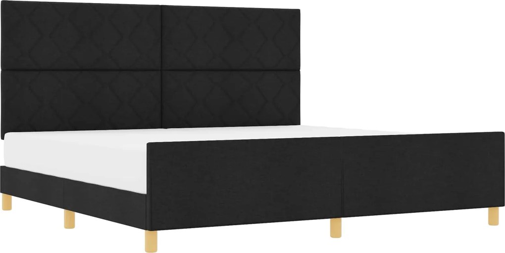 vidaXL Ágykeret fejtámlával Fekete 200 x 200 cm szövet