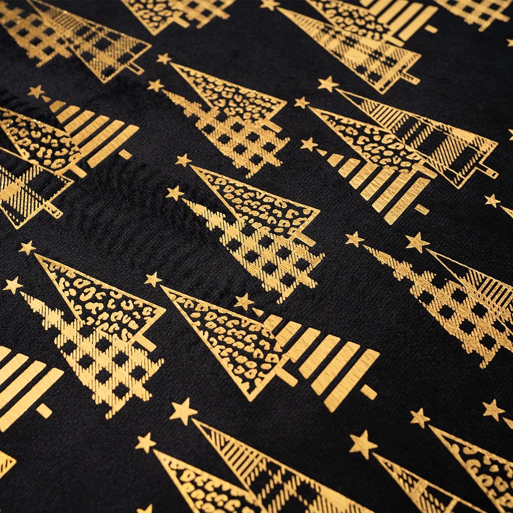 Bársony karácsonyi dekorációs szövet, fekete , 28 x 150 cm, 28 x 150 cm