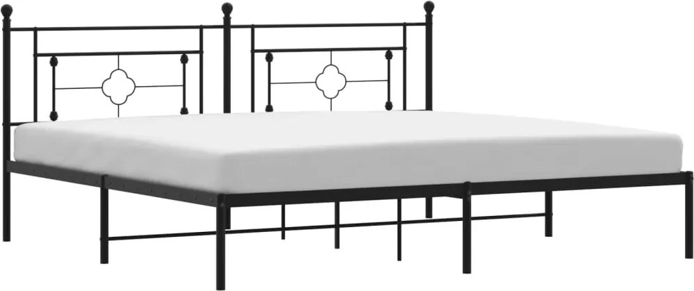 vidaXL fekete fém ágykeret fejtámlával 200 x 200 cm