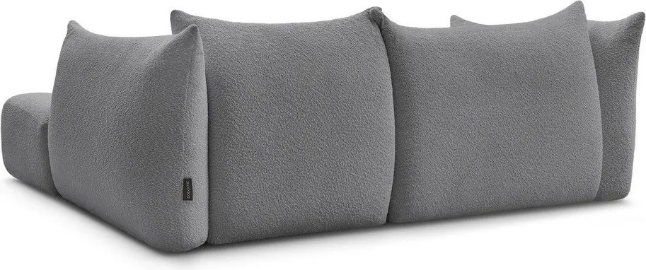 Szürke buklé sarokkanapé (jobb oldali-heverő résszel) Azra – Bobochic Paris