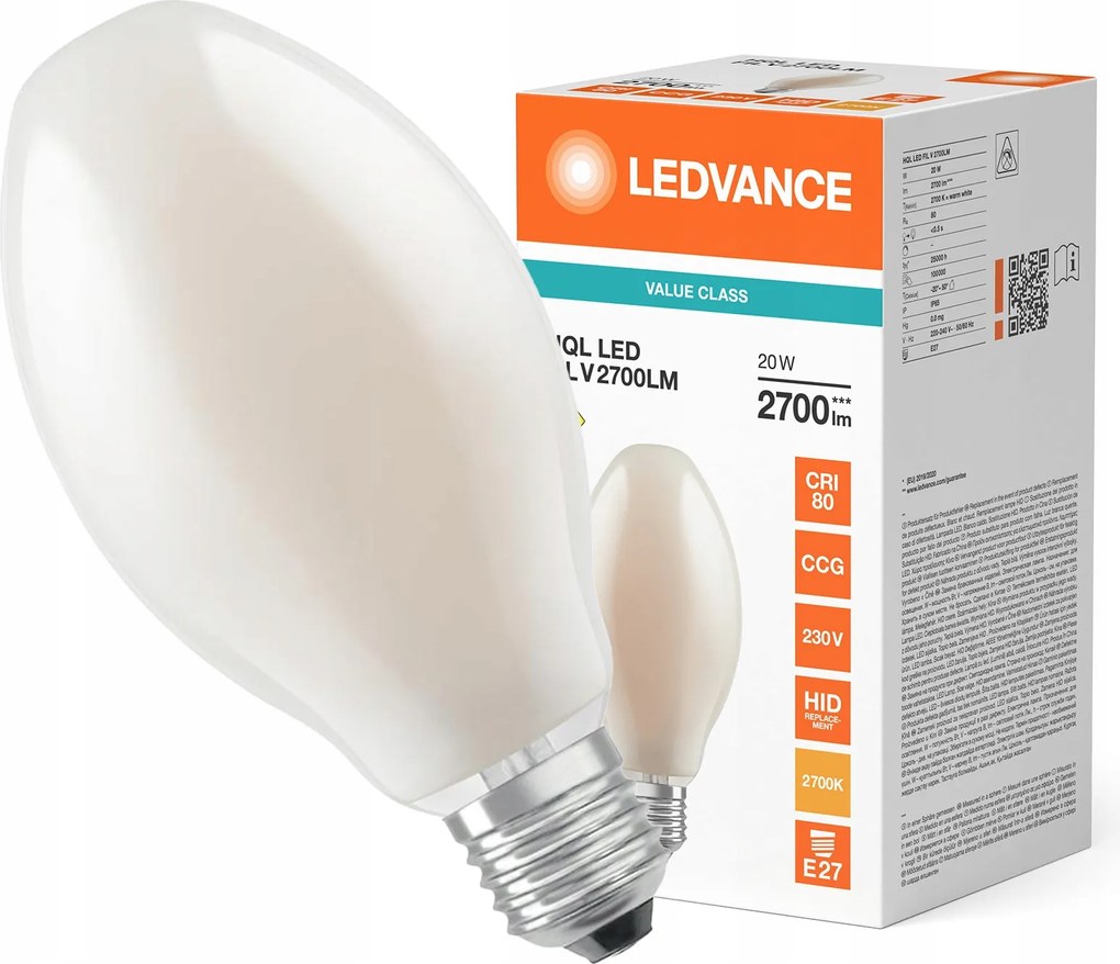 Led izzó Hql E27 20W 80W 2700lm 2700K Meleg fehér Filament Ledvance