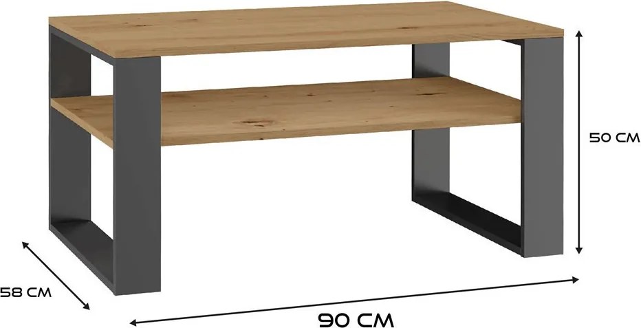 1P dohányzóasztal, antracit-tölgy